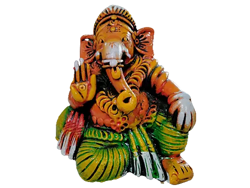 Ganesha Idol Hand-Painted Clay